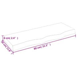 Vegghylle lysebrun 80x30x(2-6) cm behandlet heltre eik