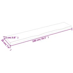 Vegghylle lysebrun 100x20x2 cm behandlet heltre eik