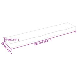 Vegghylle lysebrun 100x20x6 cm behandlet heltre eik