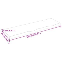 Vegghylle lysebrun 100x30x(2-4) cm behandlet heltre eik