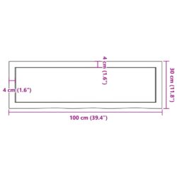 Vegghylle lysebrun 100x30x(2-6) cm behandlet heltre eik