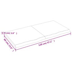 Vegghylle lysebrun 120x60x(2-4) cm behandlet heltre eik