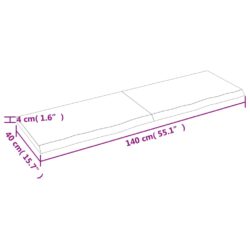 Vegghylle lysebrun 140x40x(2-4) cm behandlet heltre eik