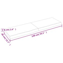 Vegghylle lysebrun 140x40x(2-6) cm behandlet heltre eik