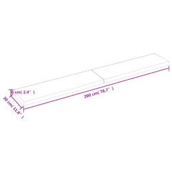 Vegghylle lysebrun 200x30x(2-6) cm behandlet heltre eik