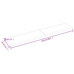 Vegghylle lysebrun 220x40x(2-6) cm behandlet heltre eik