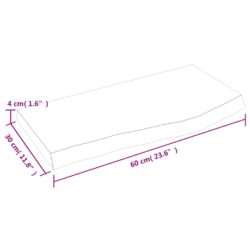 Vegghylle mørkebrun 60x30x(2-4) cm behandlet heltre eik