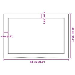 Vegghylle mørkebrun 60x40x(2-4) cm behandlet heltre eik