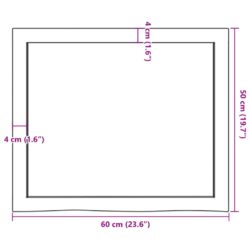 Vegghylle mørkebrun 60x50x(2-4) cm behandlet heltre eik