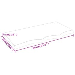 Vegghylle mørkebrun 80x40x(2-4) cm behandlet heltre eik