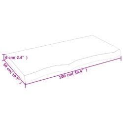 Vegghylle mørkebrun 100x50x(2-6) cm behandlet heltre eik