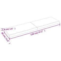 Vegghylle mørkebrun 120x30x(2-4) cm behandlet heltre eik