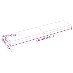 Vegghylle mørkebrun 140x30x(2-4) cm behandlet heltre eik