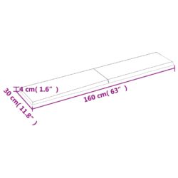 Vegghylle mørkebrun 160x30x(2-4) cm behandlet heltre eik