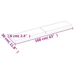 Vegghylle mørkebrun 160x30x(2-6) cm behandlet heltre eik