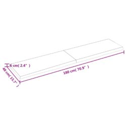 Vegghylle mørkebrun 180x40x(2-6) cm behandlet heltre eik