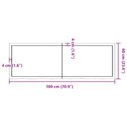 Vegghylle mørkebrun 180x60x(2-4) cm behandlet heltre eik