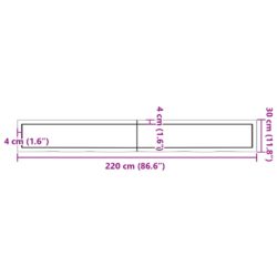 Vegghylle mørkebrun 220x30x(2-4) cm behandlet heltre eik