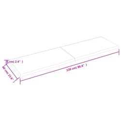 Vegghylle mørkebrun 220x60x(2-6) cm behandlet heltre eik