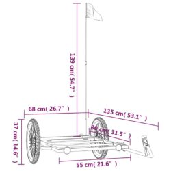 Sykkelhenger svart 135x68x37 cm jern