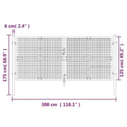 Hageport netting antrasitt 300×175 cm galvanisert stål