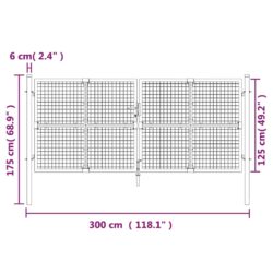 Hageport netting sølv 300×175 cm galvanisert stål