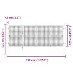 Hageport netting sølv 350×175 cm galvanisert stål