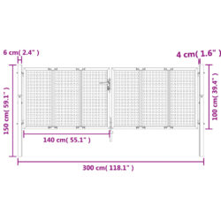 Hageport antrasitt 300×150 cm stål