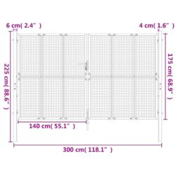 Hageport antrasitt 300×225 cm stål