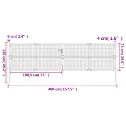 Hageport antrasitt 400×125 cm stål