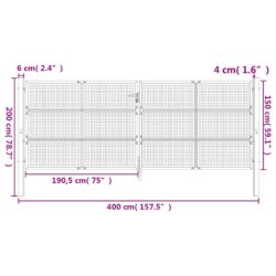 Hageport antrasitt 400×200 cm stål