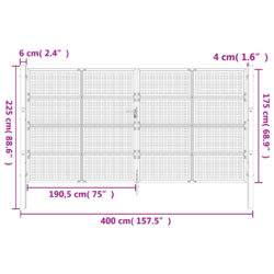 Hageport antrasitt 400×225 cm stål