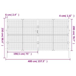 Hageport antrasitt 400×250 cm stål