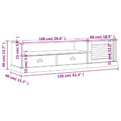 TV-benk VIGO hvit 156x40x40 cm heltre furu