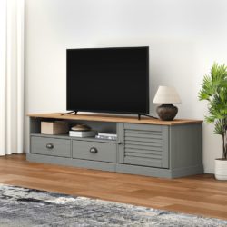 TV-benk VIGO grå 156x40x40 cm heltre furu