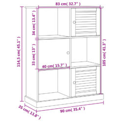 Bokhylle VIGO hvit 90x35x114,5 cm heltre furu