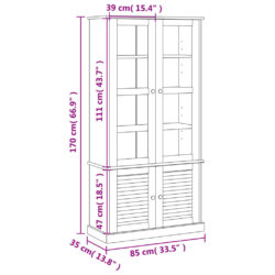 Vitrine VIGO 85x35x170 cm heltre furu