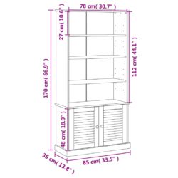 Bokhylle VIGO 85x35x170 cm heltre furu