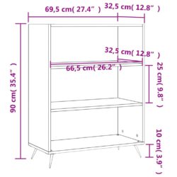 Bokhylle svart 69,5×32,5×90 cm konstruert tre