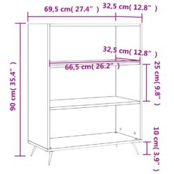 Bokhylle røkt eik 69,5×32,5×90 cm konstruert tre