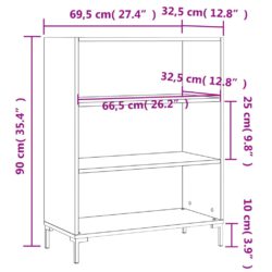 Bokhylle høyglans hvit 69,5×32,5×90 cm konstruert tre