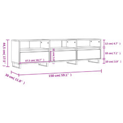 TV-benk svart 150x30x44,5 cm konstruert tre