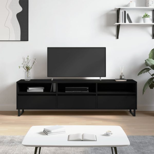 TV-benk svart 150x30x44,5 cm konstruert tre