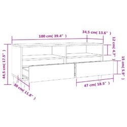 TV-benk svart 100×34,5×44,5 cm konstruert tre