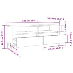 TV-benk hvit 100×34,5×44,5 cm konstruert tre