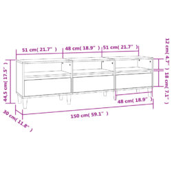 TV-benk hvit 150x30x44,5 cm konstruert tre