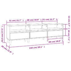 TV-benk svart 150x30x44,5 cm konstruert tre