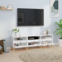 TV-benk høyglans hvit 150x30x44,5 cm konstruert tre