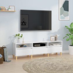 TV-benk høyglans hvit 150x30x44,5 cm konstruert tre