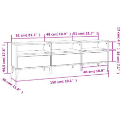 TV-benk hvit 150x30x44,5 cm konstruert tre